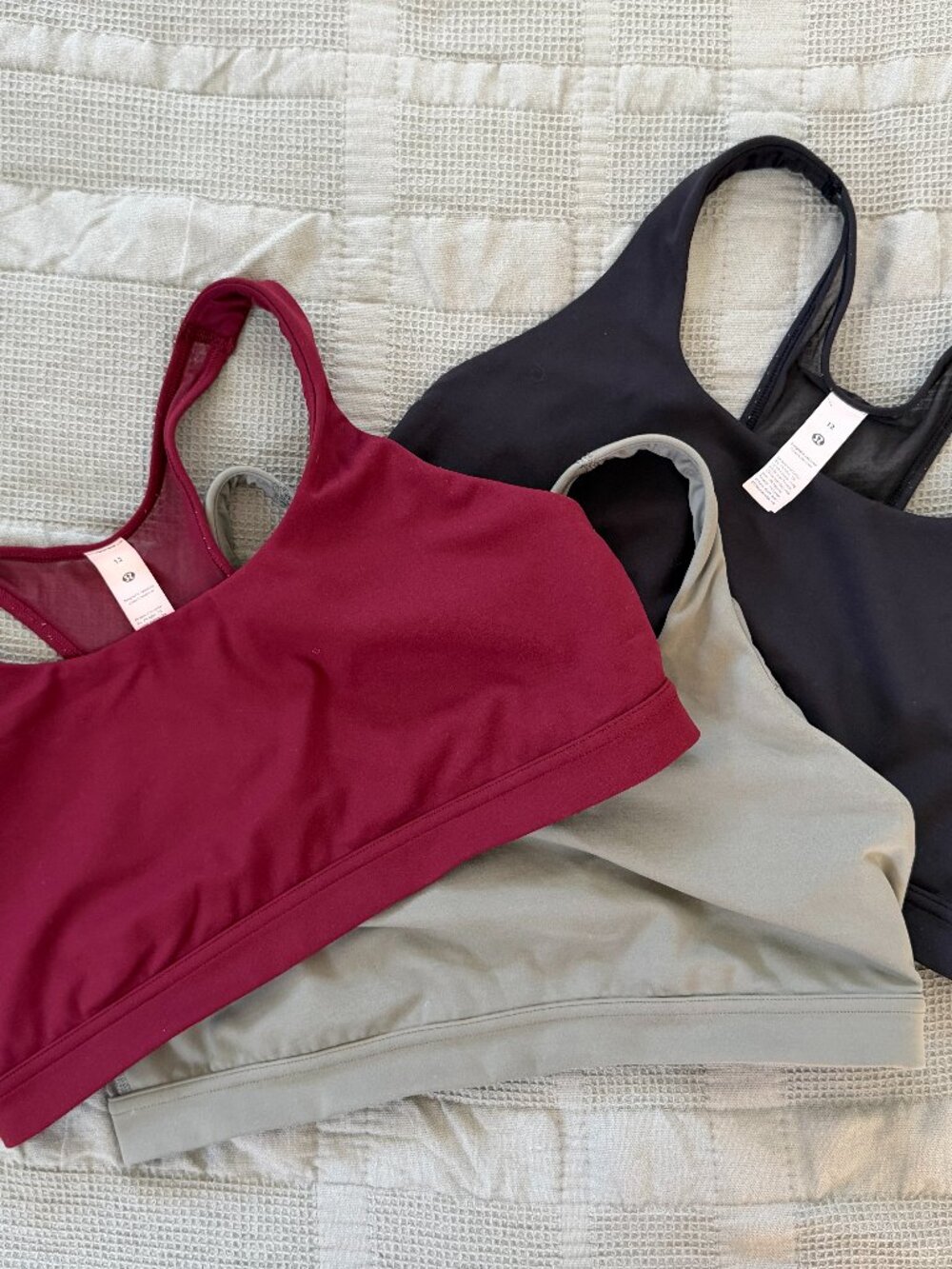 Set of 3 Lululemon Wunder Train Mesh-Back Bras Sz 12